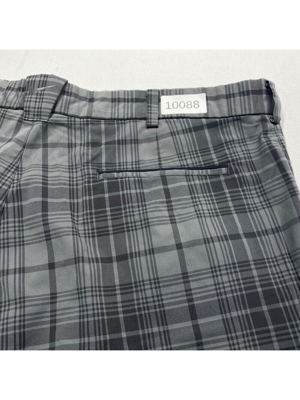 Gray and Black Plaid Patterned Pants with Belt Loops